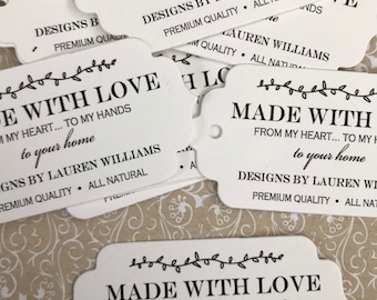 Classic Modern gift Tags, Business Tags, Homemade with love, Vintage Gift Tags, Made with love, handmade Tags, Homemade hang Tags