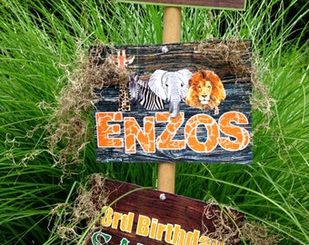 Placas para imprimir com tema de safári na selva, placas de boas-vindas, placas para festa com tema de safári africano, festa na selva, festa de aniversário com tema de safári, festa com tema de safári, arquivos digitais