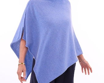 Cashmere Wool Blend Poncho Knitted with Italian Yarn