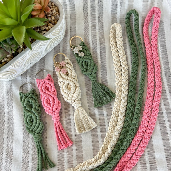 Macrame key chains and braided lanyards