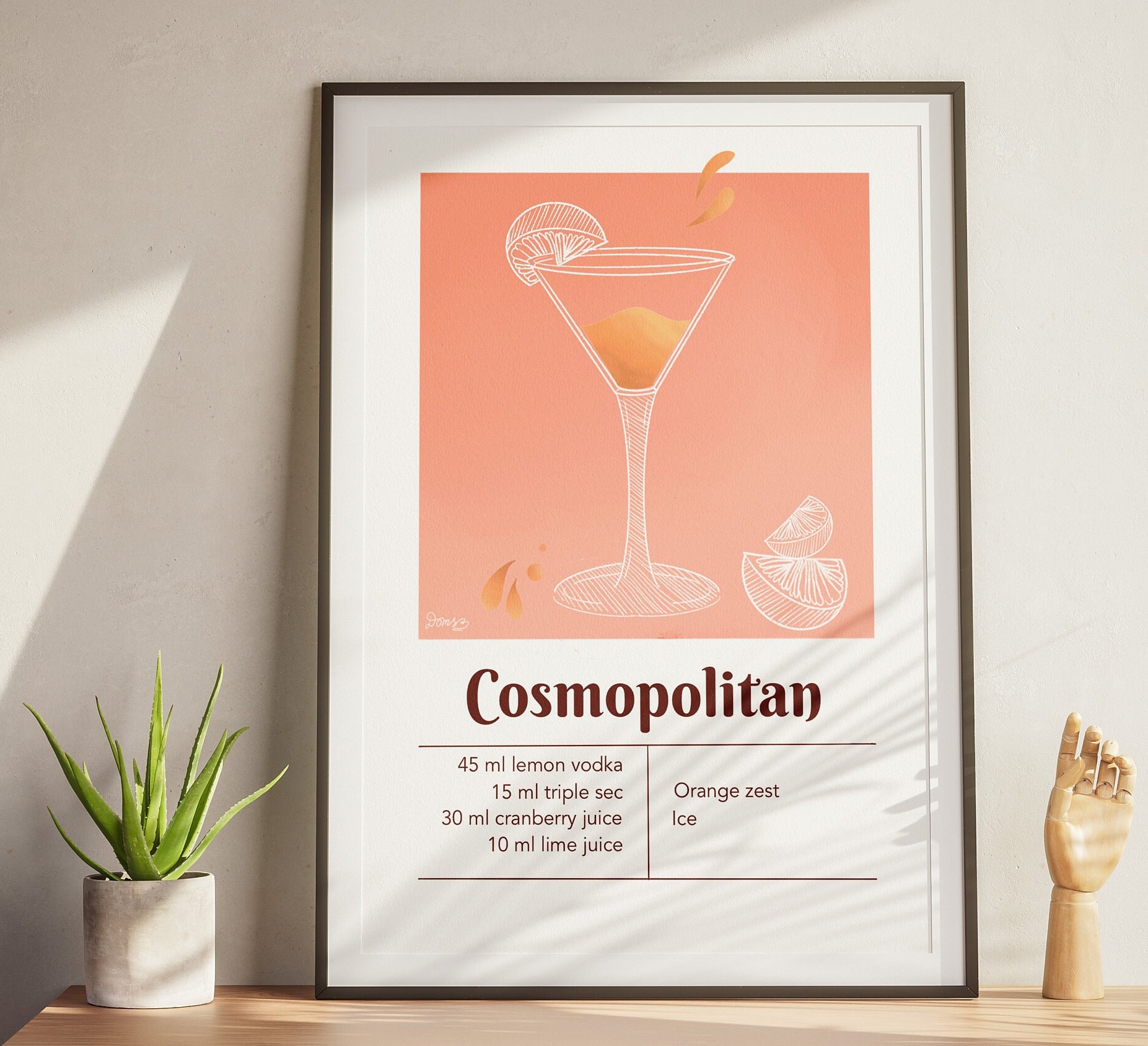 Poster Cosmopolitan - Cocktail Recipe Poster - Trendy Print