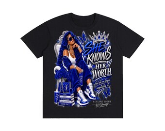 She Knows Her Worth Tee cover art