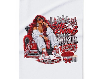 She Knows Her Worth Blanket cover art