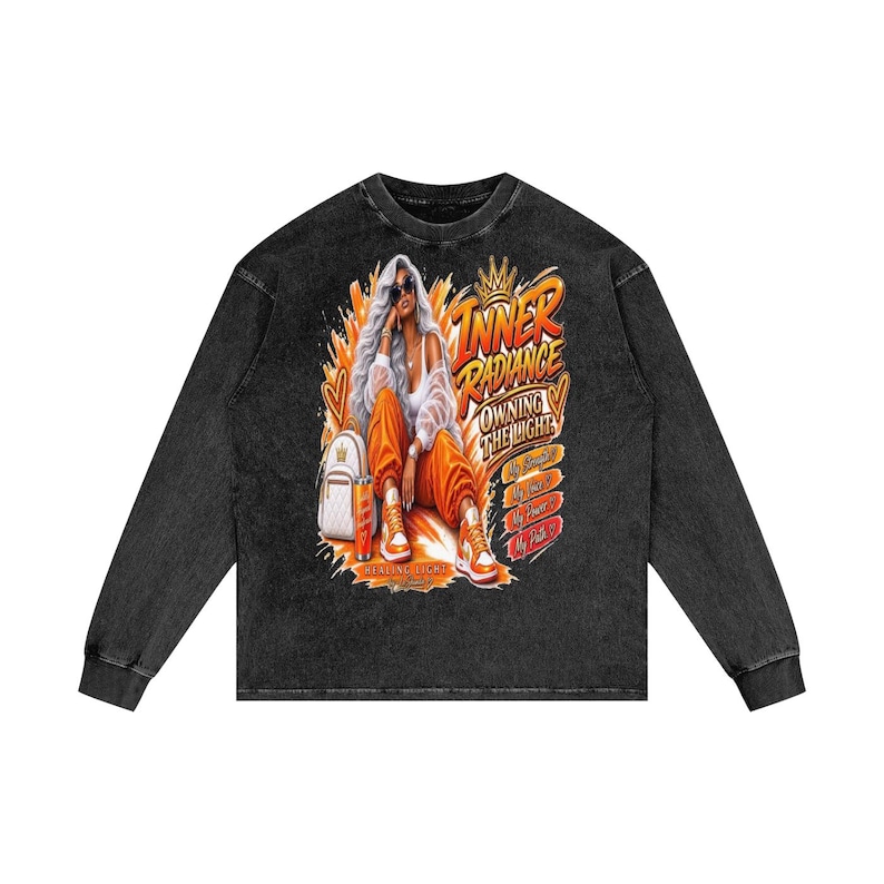 Acid Wash Oversize Long Sleeve T-Shirt image 1