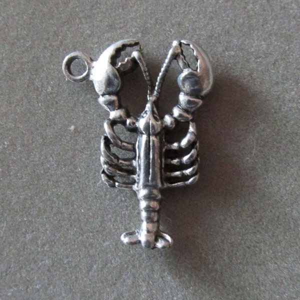 Crawfish / Lobster Pewter Charm - Open Claws - Charm for Bracelet – Embellish - Jewelry Supply – Costume & Bookmark Embellish - Wine Marker