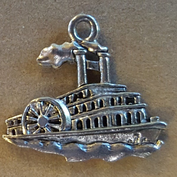 Riverboat  Steamboat Charm - Charm for Bracelet – Embellish - Jewelry Supply – Costume & Bookmark Embellish - Wine Marker - Earring
