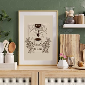 Der Kaffee-Wandkunstdruck – Kaffeeliebhaber – Tarot-Kartendruck – Hexenwandkunst – minimalistischer Wandkunstdruck