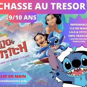 Búsqueda del tesoro de LILO y STITCH para niños de 9/10 años en francés en interiores y exteriores