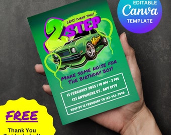 Low Rider Car Birthday Invitation: Hot Wheels Party (Digital Download)