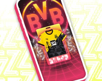 Borussia Dortmund Football Kit iPhone/Android Wallpaper • 8-Bit Pixelated Vaporwave Art • Home/Away Shirt • German Bundesliga