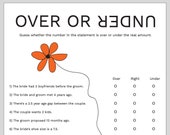 Bridal Shower Game | Over or Under | Who Knows Bride Best | Bridal Shower & Bachelorette Party Downloadable Printout Game