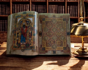 Book of Kells 800 AD Kell&#39;s Manuscript Facsimile Full-size Color Reproduction