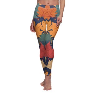 Fall Leaves Women&#39;s Cut & Sew Casual Leggings (AOP)