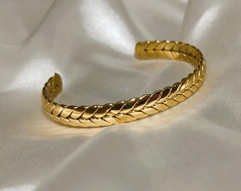 18 kt gold filled manchetarmband, open armband manchetarmband, waterdichte verstelbare manchet armband vrouw, roestvrijstalen sieraden cadeau haar