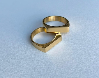 Personalized Ring, 18K Gold Signet Ring, Engraved Name Ring, Waterproof Stainless Steel Jewelry, Customized Ring, Christmas Gift Mom Dad