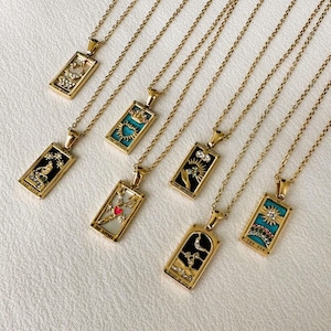 Gouden tarotketting, tarotkaartketting, waterdichte roestvrijstalen sieraden, bedelketting choker, minimalistische ketting, verjaardagscadeau