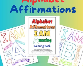 Alphabet Affirmations - Digital Coloring Book - Instant Download