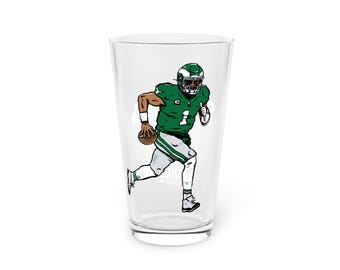 Philly Football Pint Glass, 16oz | Hurts l Artwork by Philly Artist Brunofsky