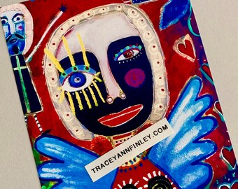 Tracey Ann Finley 5x7 Beautiful Art Print UNFRAMED from my Original Art All Seeing Angel Eye Colorful Artwork Not FRAMED