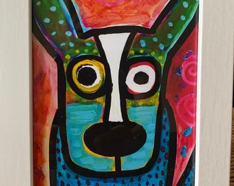 Tracey Ann Finley Framed Art Print created from my Original Art Street Dog Buddy Colorful Fun Gift