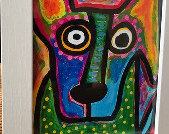 Tracey Ann Finley Framed Art Print created from my Original Art Street Dog Charlie Colorful Fun Gift