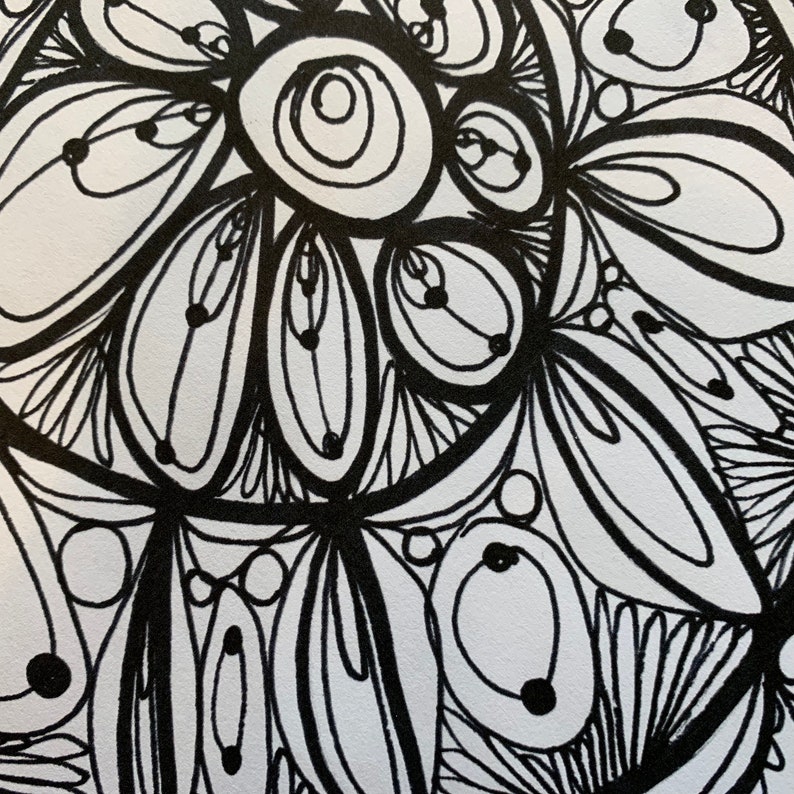 Blossom Mandala Art Printable Coloring Page for Adults PDF Printable Hand Drawn Digital Download