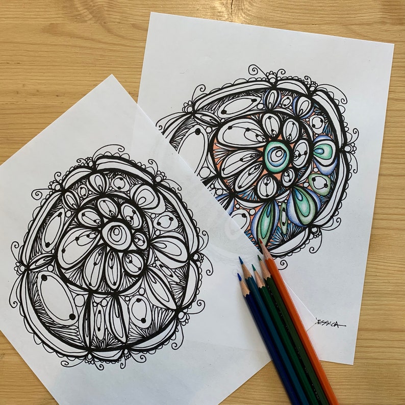Blossom Mandala Art Printable Coloring Page for Adults PDF Printable Hand Drawn Digital Download