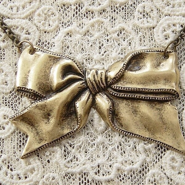 Brass Bow Necklace