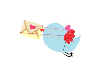 Archivo de diseño de bordado de máquina de pájaro de San Valentín