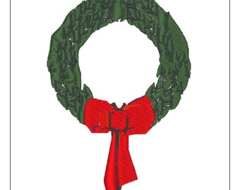 Christmas Wreath with Red Bow Machine Embroidery Design File