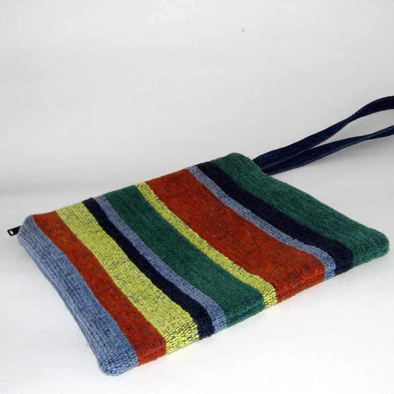 Zippered Wristlet in Multicolor Striped Cotton On Sale image 2