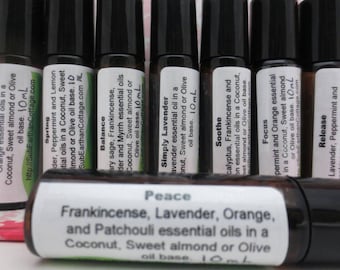 Perfume natural en roll-on con aceite esencial de lavanda, incienso, naranja y pachulí Peace