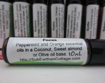 Perfume natural en roll-on con aceite esencial de menta y naranja Focus