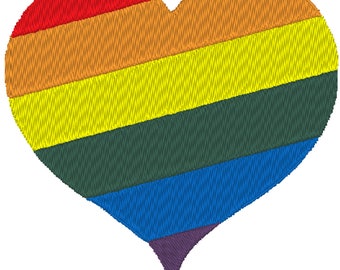 Archivo de diseño de máquina de bordar Rainbow Heart con parche extra