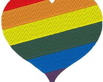 Rainbow Heart Embroidery Machine Design File with Bonus Patch