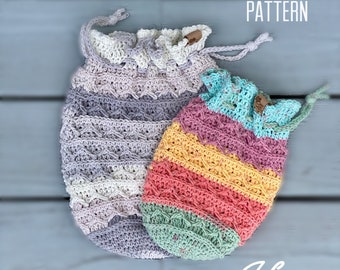 On-the-Fly Sack, PDF PATTERN ONLY, Crochet Pattern, Drawstring Bag Pattern, Crochet Sack Pattern, Cinch Sack, Reusable, Shopping