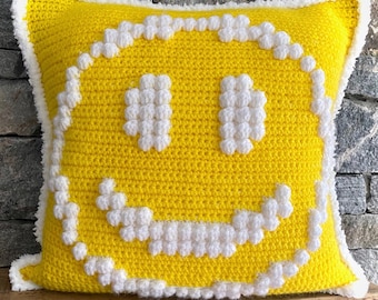 Smile Pillow Cover Pattern | PDF | Crochet Pillow | Crochet Pillow Cover | Pillow Cover | Pillowcase | Home Decor