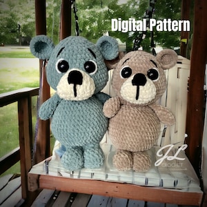 Chunky Teddy Bear Pattern | Crochet Bear | Plushie | Crochet Plushie | Amigurumi | Low-Sew Pattern | Stuffed Animal |