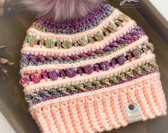 Crochet Beanie Pattern | The Annie Beanie | Child Teen Adult Sizes | Textured Hat | PDF Digital Download | Advanced Beginner