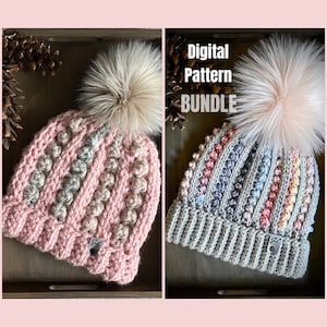 PAQUETE / Los patrones de gorro Lincoln / Gorro de ganchillo / Gorro de ganchillo / Gorro adulto / Gorro infantil / Patrón de ganchillo / Gorro de invierno / Toque