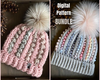 BUNDLE | The Lincoln Beanie Patterns | Crochet Beanie | Crochet Hat | Adult Beanie | Child Beanie | Crochet Pattern | Winter Hat | Toque