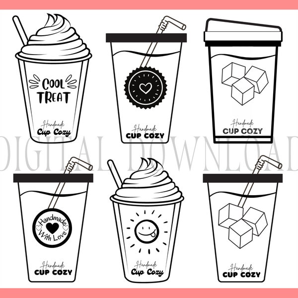 PRINTABLE Iced Beverage Cozy Template | Digital PDF | Market Display | Cozy Inserts | Cold Cup Cozy Template | DIY Packaging for Cup Cozies