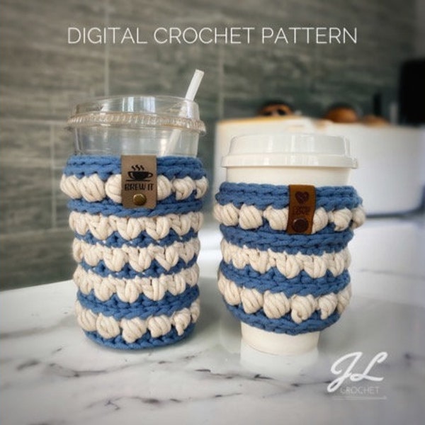 The Cozy Vibes Collection Pattern | Digitial Download | Crochet Coffee Sleeve | Hot Latte Koozie | Cold Beverage | Ice Cream | Teacher Gift