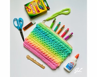 Modèle de pochette Darcy | Modèle PDF uniquement | Pochette au crochet | Bracelet | Patron au crochet | Trousse à cosmétiques | Étui à crayons | Sac au crochet | Sac à fermeture éclair