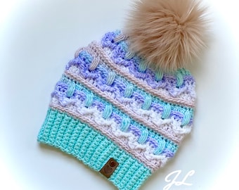 White Mountain Beanie | PDF PATTERN ONLY | Crochet Pattern | Beanie Pattern | Hat Pattern | Adult | Child | Women | Winter Hat | Textured