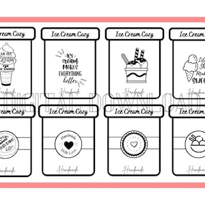 PRINTABLE Ice Cream Cozy Template | Digital PDF | Pint Cozy Inserts | Cozy Cards | Market Display | DIY Packaging for Ice Cream Cozies