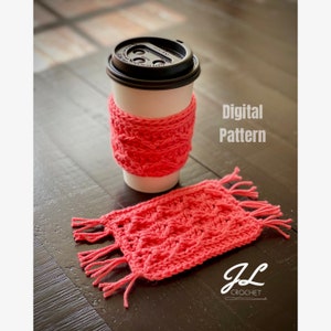 On-the-Fly Cup Cozy & Mug Rug, PDF PATTERN ONLY, Crochet Pattern, Cup Cozy, Mug Rug, Coffee Cozy Pattern, Teacher Gift, Crochet Coaster