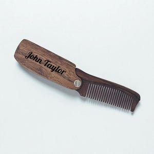 Custom Handmade Sandalwood & Walnut Pocket Comb – Personalised Grooming Gift for Men