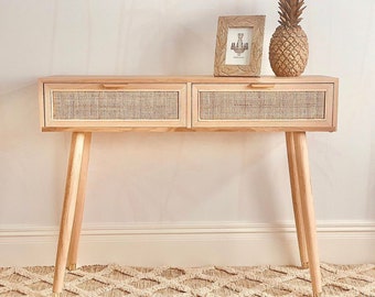 Rattan Console Table with Drawers, Rattan Entryway Table, Accent Sofa Table, Rattan Furniture, Hallway table, Living room table, Modern Desk