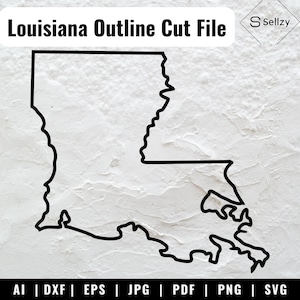 Archivos SVG de contorno de Luisiana / Archivos de corte de Luisiana / Archivos vectoriales de Luisiana / Archivos vectoriales de EE. UU. / Imágenes prediseñadas de mapa de Luisiana / Luisiana Cricut